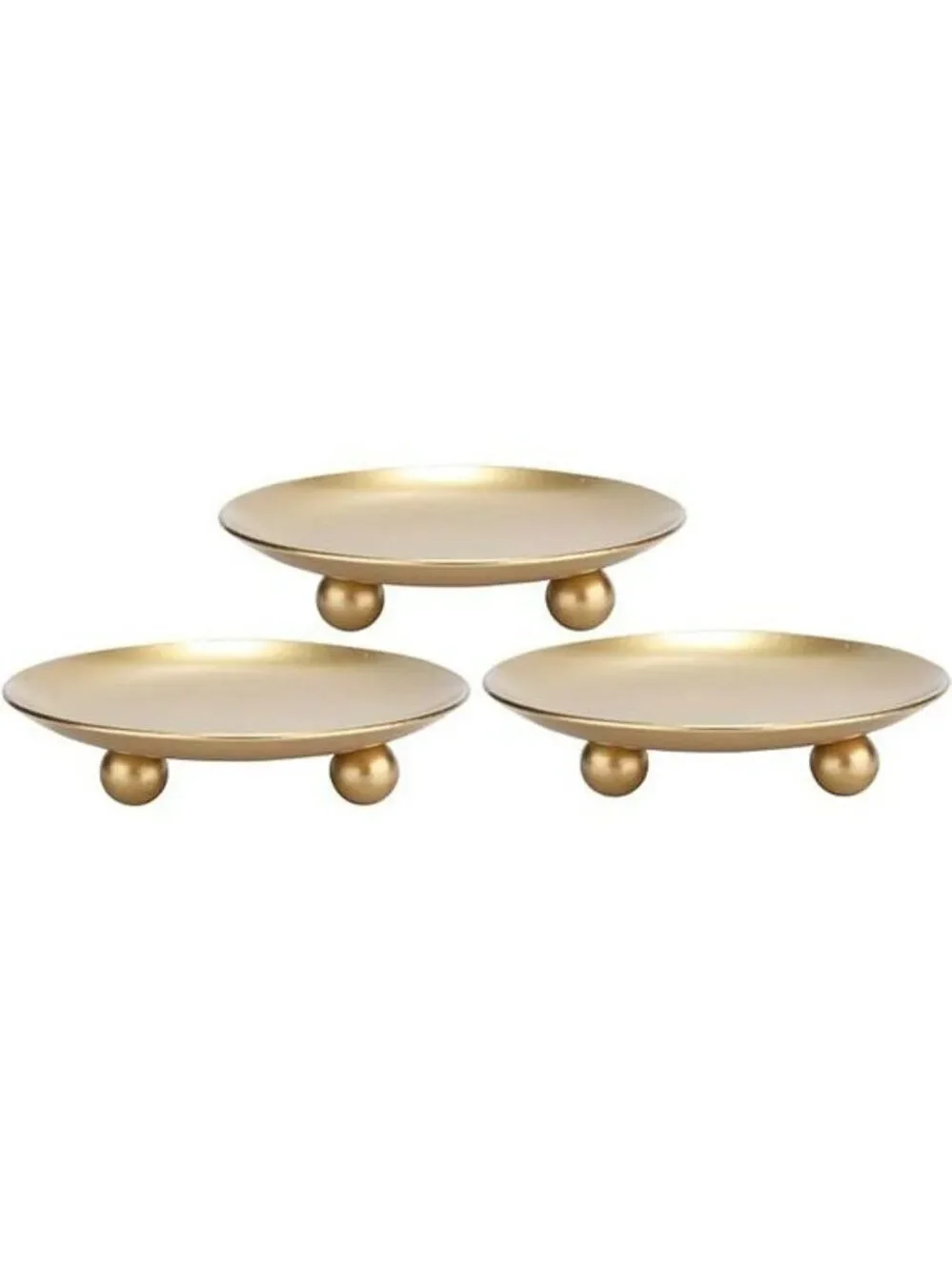 Gold Iron Pillar Candle Holders Set of 3 Decorative Candle Stands for Home Decor